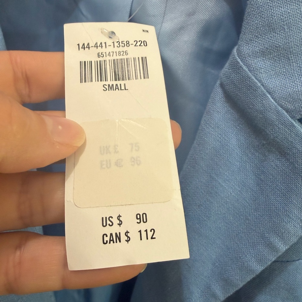 Abercrombie & Fitch Light Blue Short-Sleeve Cropped Blazer - Picture 3 of 3
